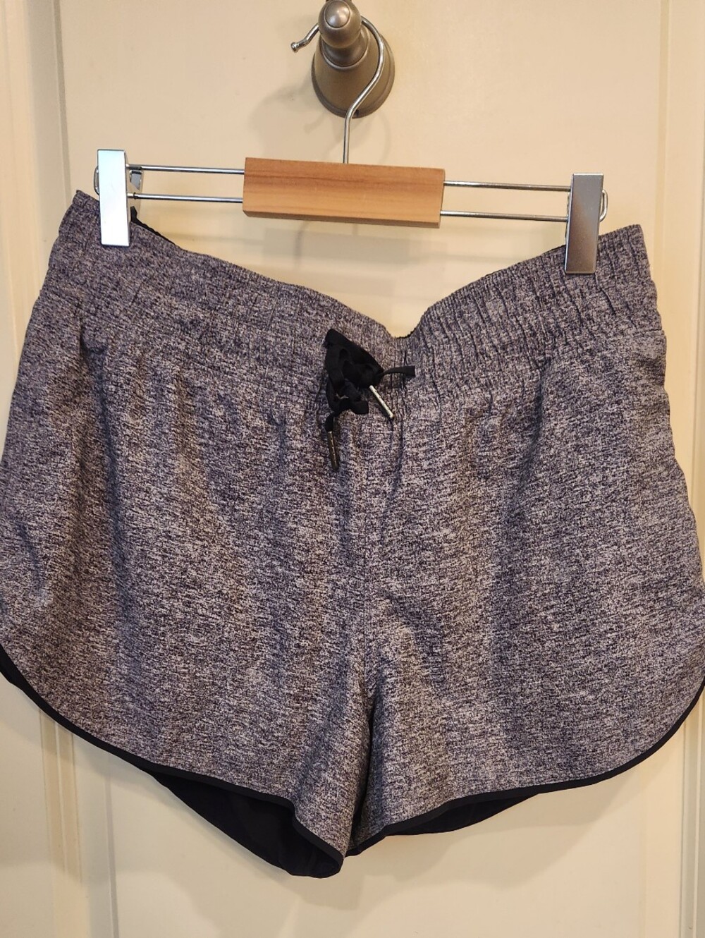 lululemon athletica Heathered Gray/ Black Reversible Drawstring Running Shorts